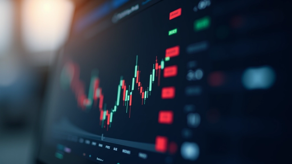 Indicadores técnicos sobrepostos num gráfico de análise de mercado financeiro