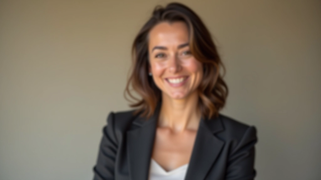 Instrutora de trading feminina, retrato profissional em estúdio